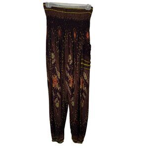 Bangkok Pants Smocked Waist Rayon Harem Pants One Size Boho Festival Yoga Travel